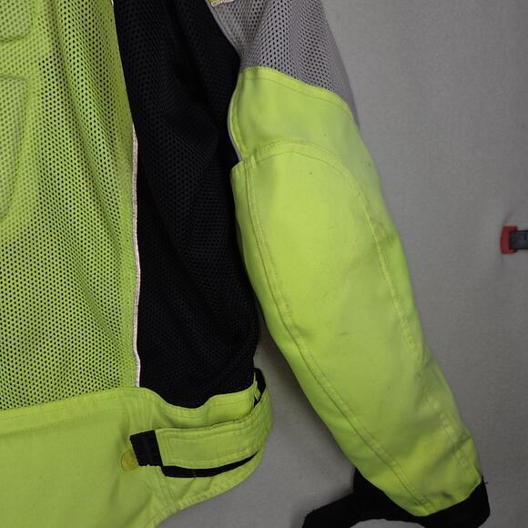 Vtg Fieldsheer Jacket Mens XL Neon Green Padded Motorcycle Biking Coat Road Rash - Picture 11 of 13